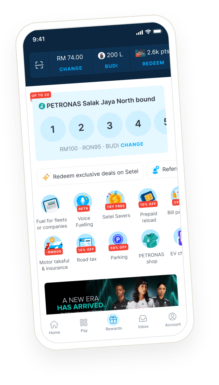 The Setel app home screen, shipped by the team